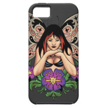 Fée de Goth avec les fleurs, ailes de papillon par Coques Case-Mate iPhone 5