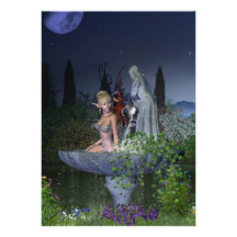 Fée de jardin de nuit carton d'invitation