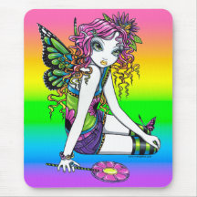 Fée "en cristal" Mousepad de papillon d'arc-en-cie Tapis De Souris