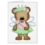 Fée verte d'ours de bébé carte de vœux