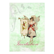 Fée victorienne et bannière cartons d'invitation