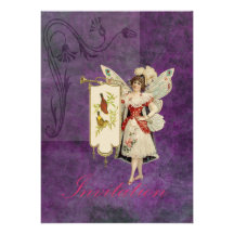 Fée victorienne et bannière invitations