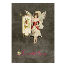 Fée victorienne et bannière invitations