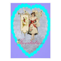 Fée victorienne et bannière invitations
