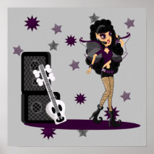 Féerie gothique avec la guitare de crâne affiches