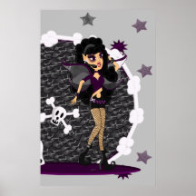 Féerie gothique avec la guitare de crâne poster
