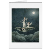 Fées et hibou carte de vœux