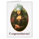 Félicitations avec le chef de Mona Lisa Cartes De Vœux