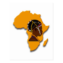 Femme africaine sur le continent cartes postales