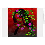 Femme avec des fleurs carte de vœux