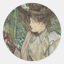 Femme avec des gants par Toulouse Lautrec, art vin Autocollants
