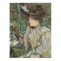 Femme avec des gants par Toulouse Lautrec, art vin Cartes Postales