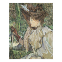 Femme avec des gants par Toulouse Lautrec, art vin Bristols Personnalisés