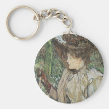 Femme avec des gants par Toulouse Lautrec, art vin Porte-clefs