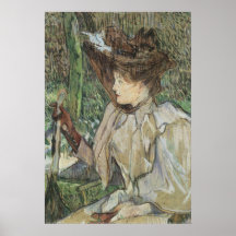 Femme avec des gants par Toulouse Lautrec, art vin Affiche