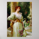 Femme avec l'affiche d'iris