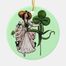 Femme avec le jour vintage de St Patrick géant de  Ornements