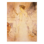 Femme avec le miroir par Toulouse-Lautrec Carte Postale