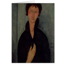 Femme avec les yeux bleus, c.1918 carte de vœux