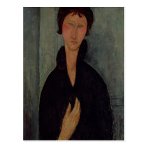 Femme avec les yeux bleus, c.1918 carte postale