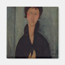Femme avec les yeux bleus, c.1918 magnets pour réfrigérateur