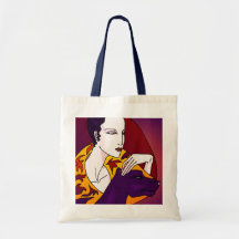 FEMME AVEC SON CHIEN SAC DE TOILE