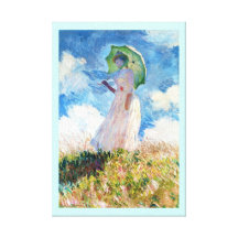 Femme avec un parasol Claude Monet Toile Tendue Sur Châssis