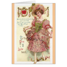 Femme dans la robe rose Valentine de scintillement Cartes