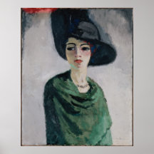 Femme dans un chapeau noir affiche