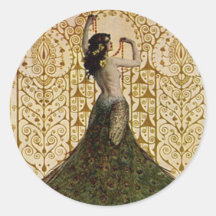Femme dans une jupe de paon autocollants