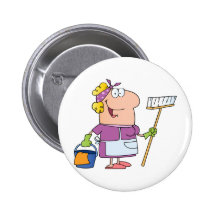 Femme de ménage de bande dessinée badges