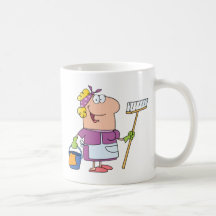 Femme de ménage de bande dessinée mug à café