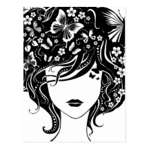 Femme de papillon cartes postales