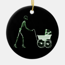FEMME DE RAYON X ET VOITURE D'ENFANT SQUELETTIQUES ORNEMENTS DE NOËL