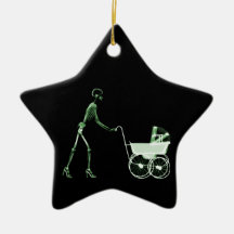 FEMME DE RAYON X ET VOITURE D'ENFANT SQUELETTIQUES DÉCORATIONS DE NOËL