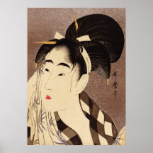Femme essuyant l'affiche suée