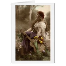 Femme gitane avec la guitare cartes de vœux