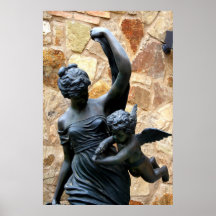 Femme grecque de statue avec l'ange poster