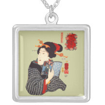 Femme japonaise 2 de lecture colliers personnalisés