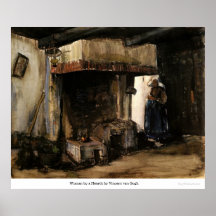 Femme par un foyer par Vincent van Gogh Posters