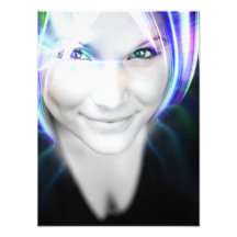 Femme rougeoyante futuriste de cheveux  tirage photo