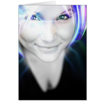 Femme rougeoyante futuriste de cheveux cartes