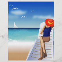 femme s'étendant sur la plage prospectus avec motif