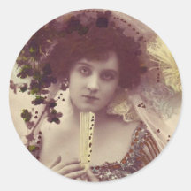 Femme victorienne française de rétros femmes vinta adhésifs ronds