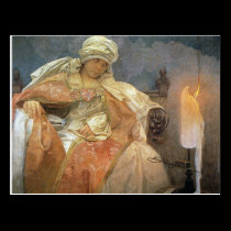 Femmes de ~ d'Alfons Mucha avec la bougie brûlante cartes postales