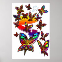 Femmes de papillon pilotant la copie deux posters