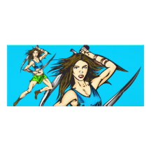 Femmes dominantes d'Amazone Carte Double En Couleur