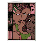 Femmes roses et vertes d'Afro-américain Cartes De Vœux