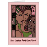 Femmes roses et vertes d'Afro-américain Cartes De Vœux