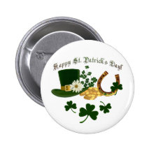 Fer à cheval d'or de chapeau de lutin - St Patrick Pin's Avec Agrafe